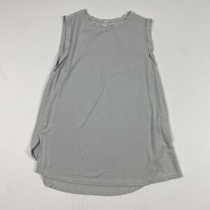 Fabletics Shirt Womens XS Gray Tencel Sleeveless Tank Top Curved Hem Activewear